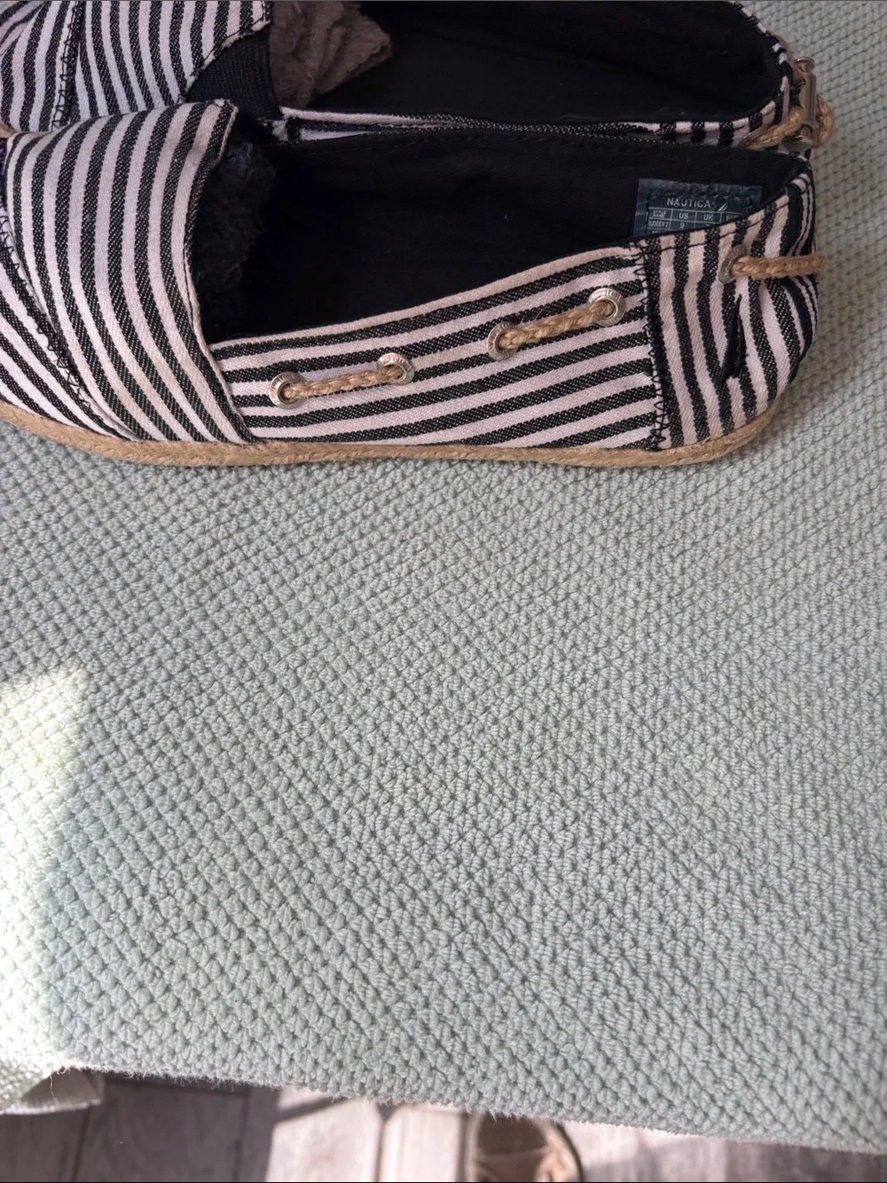 Nautica Black & Cream Striped Women's Espadrilles